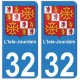 32 L‘isle jourdain autocollant plaque blason armoiries stickers département