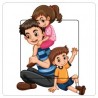 Papa et enfants sticker autocollant interrupteur