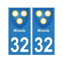32 Mirande autocollant plaque blason armoiries stickers département