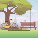 Arbre et vélo sticker autocollant interrupteur