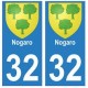 32 Nogaro autocollant plaque blason armoiries stickers département