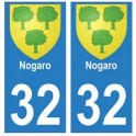 32 Nogaro autocollant plaque blason armoiries stickers département