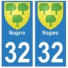 32 Nogaro autocollant plaque blason armoiries stickers département