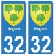 32 Nogaro autocollant plaque blason armoiries stickers département