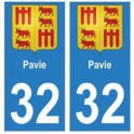 32 Pavie autocollant plaque blason armoiries stickers département