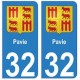 32 Pavie autocollant plaque blason armoiries stickers département