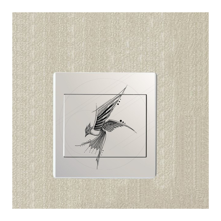 Oiseau dessiné à la main sticker autocollant interrupteur