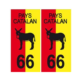 66 pays bicolore catalan burro autocollant plaque 