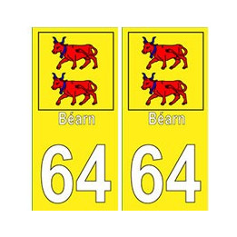 64 Bearn autocollant plaque fond jaune 