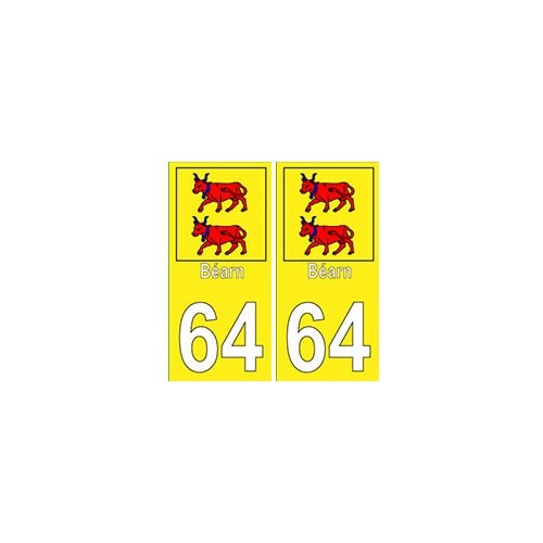 64 Bearn autocollant plaque fond jaune 