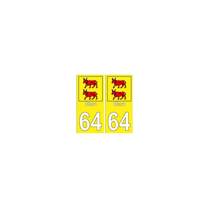 64 Bearn autocollant plaque fond jaune 