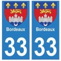 33 Bordeaux autocollant plaque blason armoiries stickers département