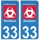 33 Bordeaux autocollant plaque blason armoiries stickers département