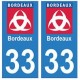 33 Bordeaux autocollant plaque blason armoiries stickers département