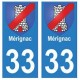 33 Mérignac autocollant plaque blason armoiries stickers département