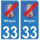 33 Mérignac autocollant plaque blason armoiries stickers département