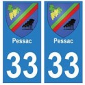 33 Pessac autocollant plaque blason armoiries stickers département