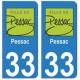 33 Pessac autocollant plaque blason armoiries stickers département