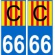 66 Catalan C autocollant plaque