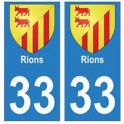 33 Rions autocollant plaque blason armoiries stickers département