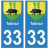 33 Talence autocollant plaque blason armoiries stickers département
