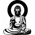 Bouddha noir et blanc - autocollant sticker adhésif
