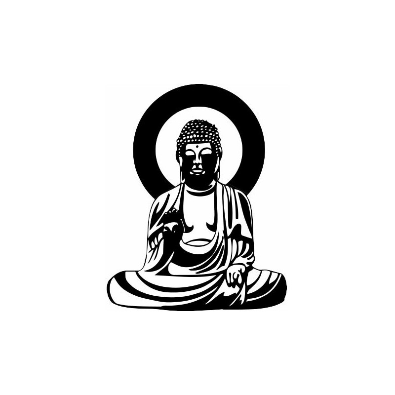 Bouddha noir et blanc - autocollant sticker adhésif