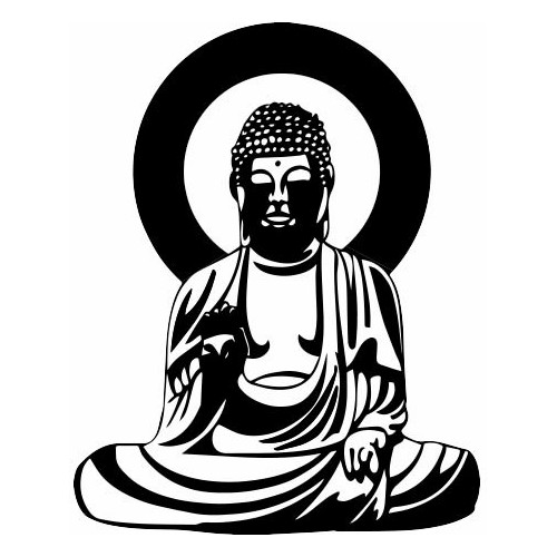 Bouddha noir et blanc - autocollant sticker adhésif