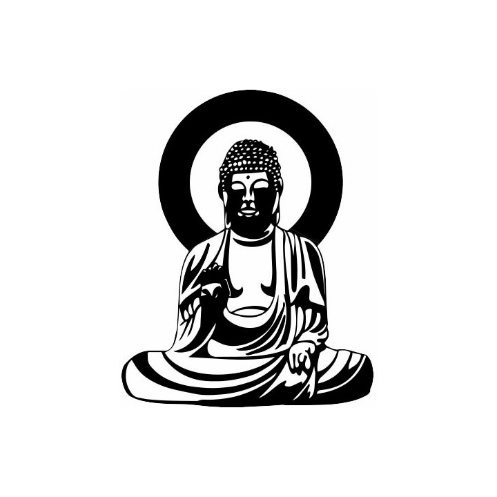 Bouddha noir et blanc - autocollant sticker adhésif