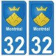 32 Montréal autocollant plaque blason armoiries stickers département