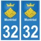 32 Montréal autocollant plaque blason armoiries stickers département