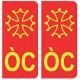 ÒC Occitan croix fond rouge autocollant plaque