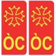 ÒC Occitan croix fond rouge autocollant plaque