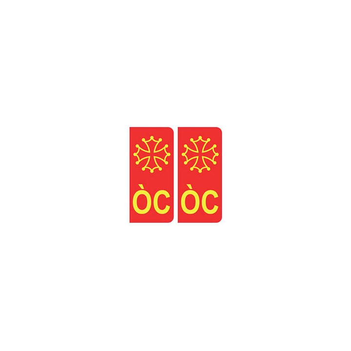 ÒC Occitan croix fond rouge autocollant plaque