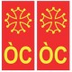 ÒC Occitan croix fond rouge autocollant plaque