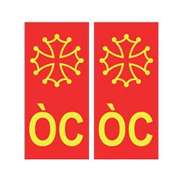 ÒC Occitan croix fond rouge autocollant plaque