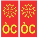 ÒC Occitan croix autocollant plaque fond rouge