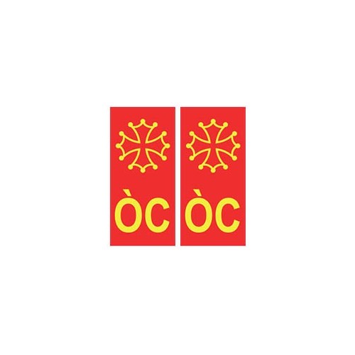 ÒC Occitan croix fond rouge autocollant plaque