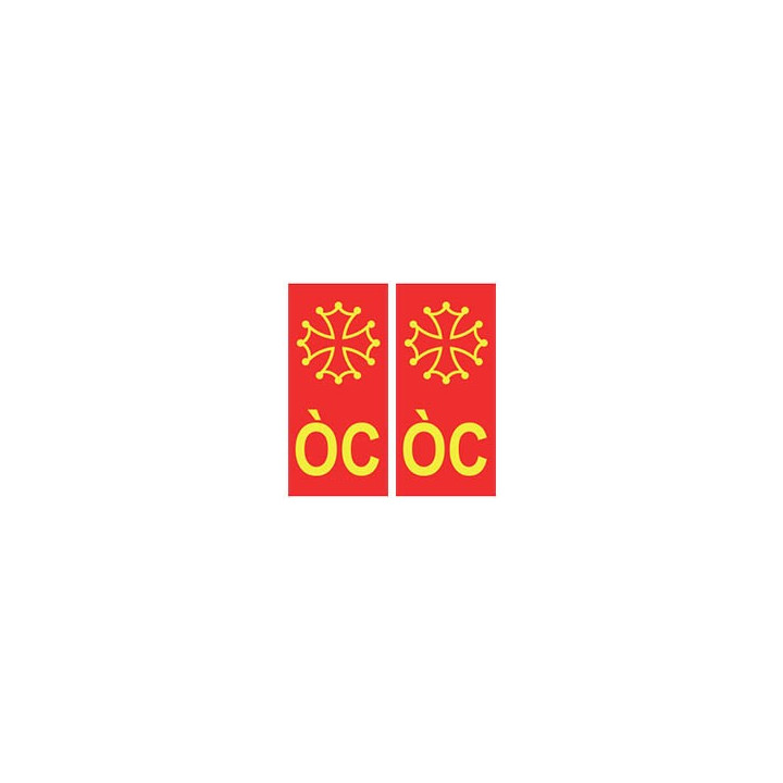 ÒC Occitan croix fond rouge autocollant plaque