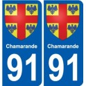 91 Igny escudo de armas de la etiqueta engomada de la placa de pegatinas de la ciudad