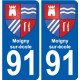 91 Igny escudo de armas de la etiqueta engomada de la placa de pegatinas de la ciudad