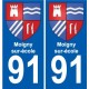 91 Igny coat of arms sticker plate stickers city
