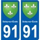 91 Igny escudo de armas de la etiqueta engomada de la placa de pegatinas de la ciudad