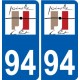 94 Créteil adesivo del logo adesivo piastra di registrazione city