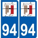 94 Créteil logotipo de la calcomanía de la placa etiqueta de registro de la ciudad