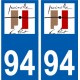 94 Créteil adesivo del logo adesivo piastra di registrazione city