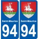 94 Creteil escudo de armas de la etiqueta engomada de la etiqueta engomada de la placa de matriculación de la ciudad