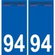 94 Créteil logotipo de la calcomanía de la placa etiqueta de registro de la ciudad