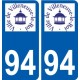 94 Créteil adesivo del logo adesivo piastra di registrazione city