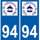 94 Créteil logotipo de la calcomanía de la placa etiqueta de registro de la ciudad